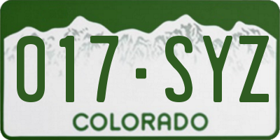CO license plate 017SYZ