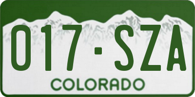 CO license plate 017SZA