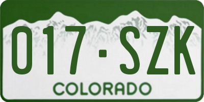 CO license plate 017SZK