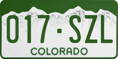 CO license plate 017SZL