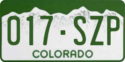 CO license plate 017SZP