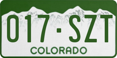 CO license plate 017SZT