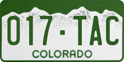 CO license plate 017TAC