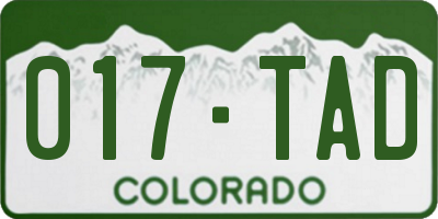 CO license plate 017TAD