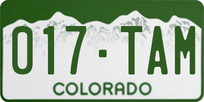 CO license plate 017TAM