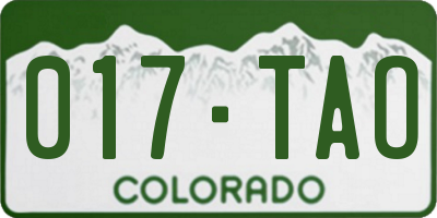 CO license plate 017TAO