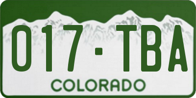 CO license plate 017TBA