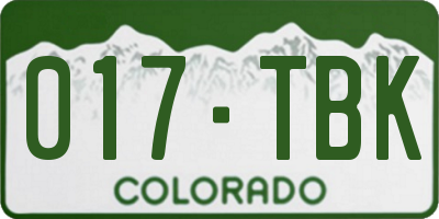 CO license plate 017TBK