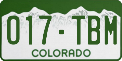 CO license plate 017TBM
