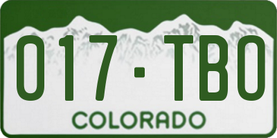 CO license plate 017TBO