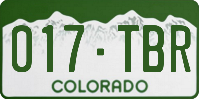 CO license plate 017TBR