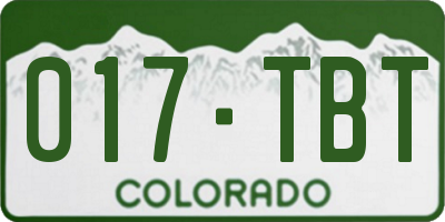 CO license plate 017TBT