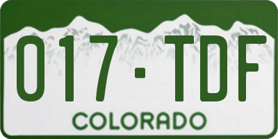 CO license plate 017TDF