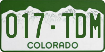 CO license plate 017TDM