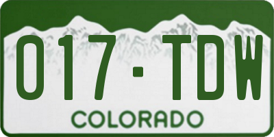CO license plate 017TDW