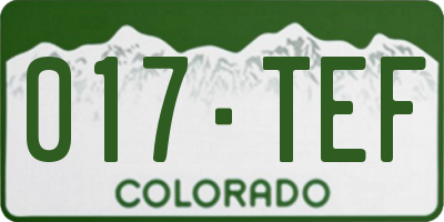 CO license plate 017TEF