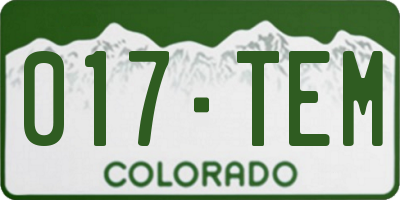 CO license plate 017TEM