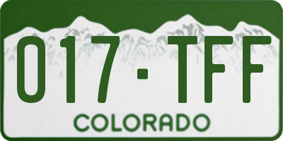 CO license plate 017TFF