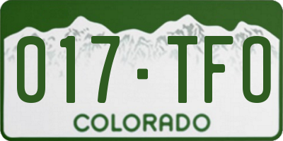 CO license plate 017TFO