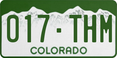 CO license plate 017THM