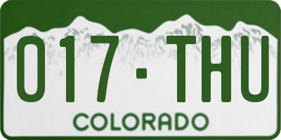 CO license plate 017THU