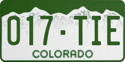 CO license plate 017TIE