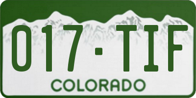 CO license plate 017TIF