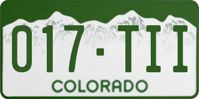 CO license plate 017TII