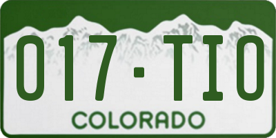 CO license plate 017TIO