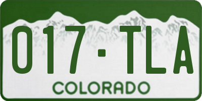 CO license plate 017TLA