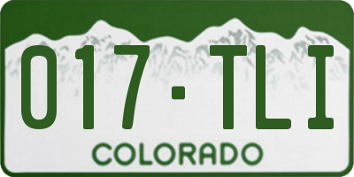 CO license plate 017TLI
