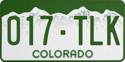 CO license plate 017TLK