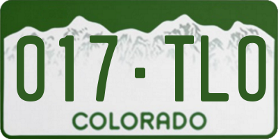 CO license plate 017TLO