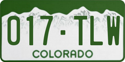 CO license plate 017TLW