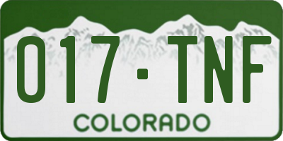 CO license plate 017TNF