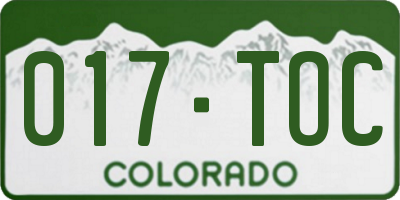 CO license plate 017TOC