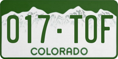 CO license plate 017TOF