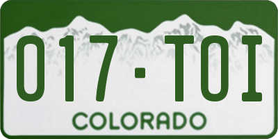 CO license plate 017TOI