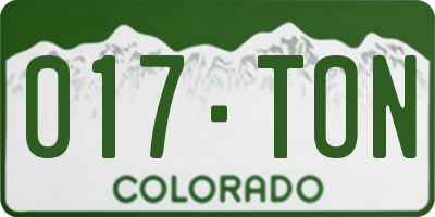 CO license plate 017TON