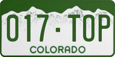 CO license plate 017TOP