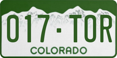 CO license plate 017TOR