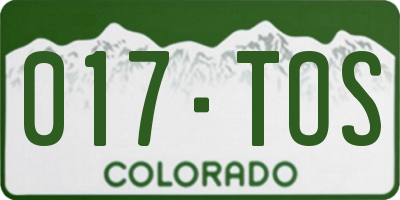 CO license plate 017TOS