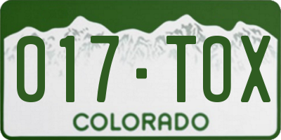CO license plate 017TOX
