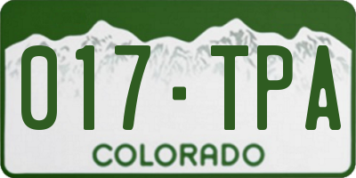 CO license plate 017TPA