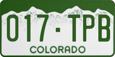 CO license plate 017TPB