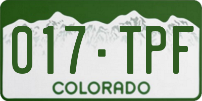 CO license plate 017TPF