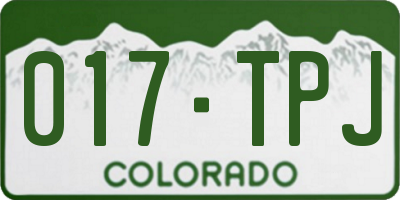 CO license plate 017TPJ