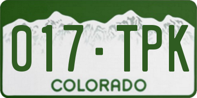 CO license plate 017TPK