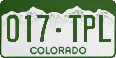 CO license plate 017TPL