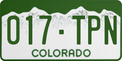 CO license plate 017TPN